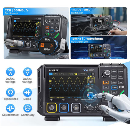 FNIRSI 2D15P (3-in-1) 2-ch Oscilloscope (100 MHz) + Multimeter + Signal Generator (Specifications)