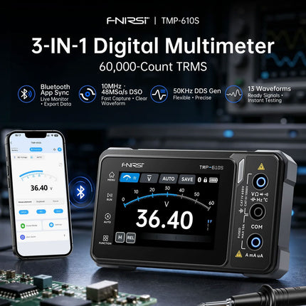 FNIRSI TMP-610S (3-in-1) Multimeter  + Oscilloscope + Signal Generator (60,000 Counts)