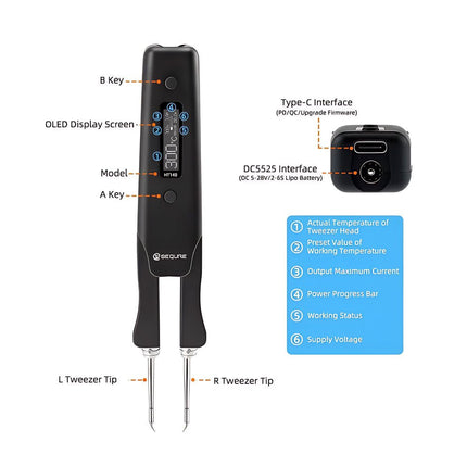SEQURE HT140 (2-in-1) SMD Soldering & Desoldering Tweezers (Features)